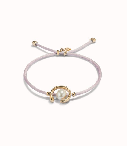 Lilac cord bracelet with a pearl
